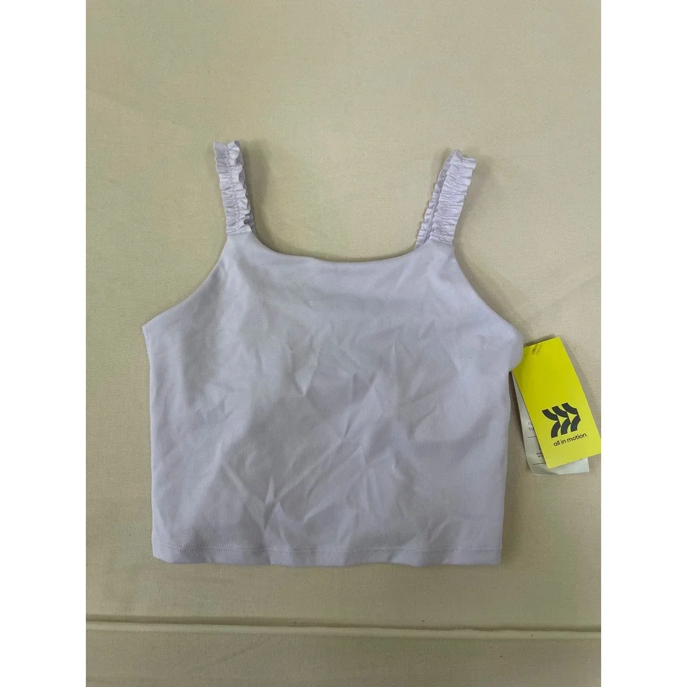 All in Motion Girls XS 4/5 Lilac Purple Ruffle Strap Crop Tank Top NWT